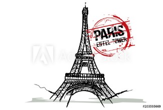 Bild på Eiffel Tower Paris France city design Hand drawn illustration